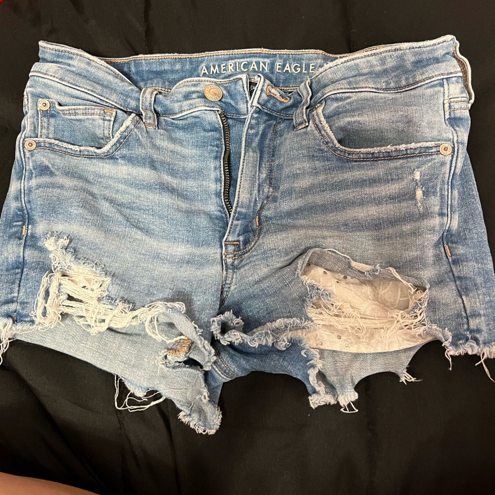 American Eagle Outfitters Distressed Blue Denim Shorts